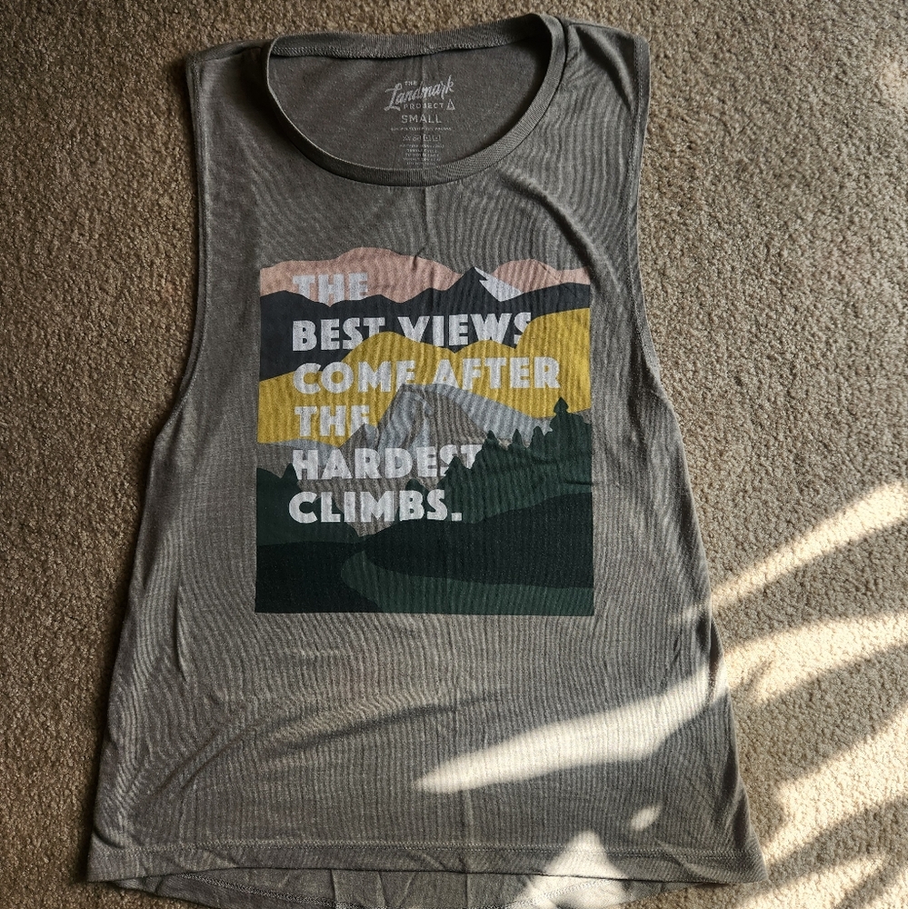 Gray Sleeveless Graphic Muscle Tee